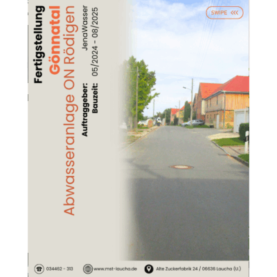 Fertigstellung Gönnatal – Abwasseranlage ON Rödigen